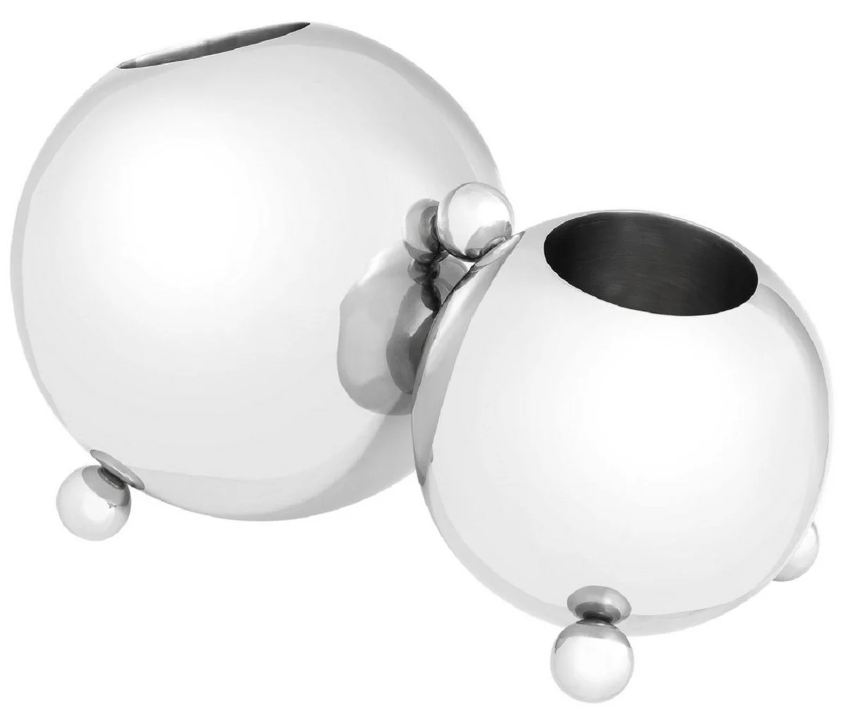 Casa Padrino titular de la botella de acero inoxidable de dise?o plata 45 x 25,5 x H. 25,5 cm - Portabotellas para 2 Botellas - Accesorios de Lujo