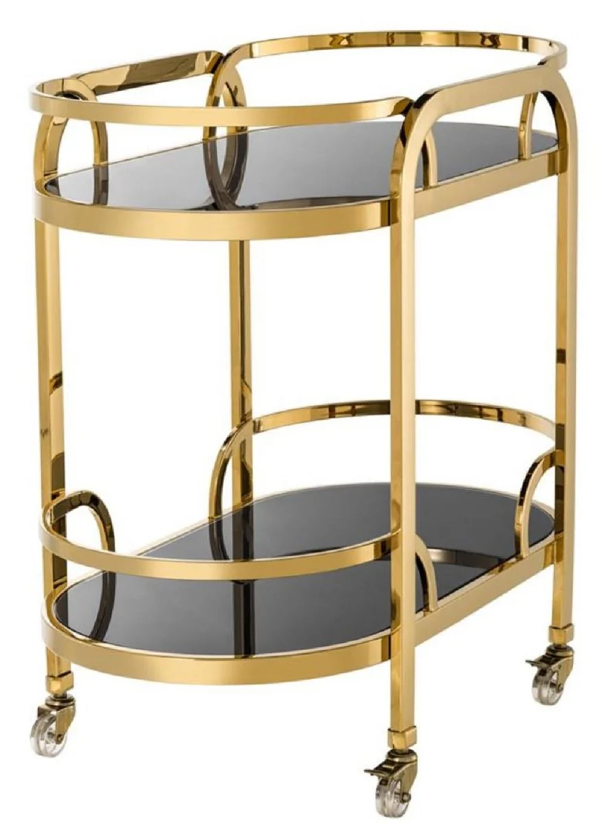 Casa Padrino carritos de comida de lujo oro / negro 85 x 46,5 x H. 80,5 cm - Hotel Restaurant Gastronomía Carritos de Comida