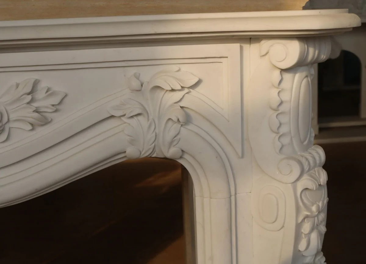 Casa Padrino marco de chimenea de m¨¢rmol barroco de lujo blanco 184 x A. 133 cm