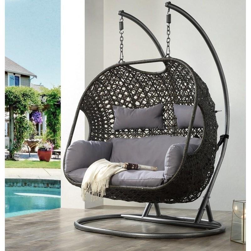 2024 Patio Wicker Swing Chair With Stand Rain Cover Included