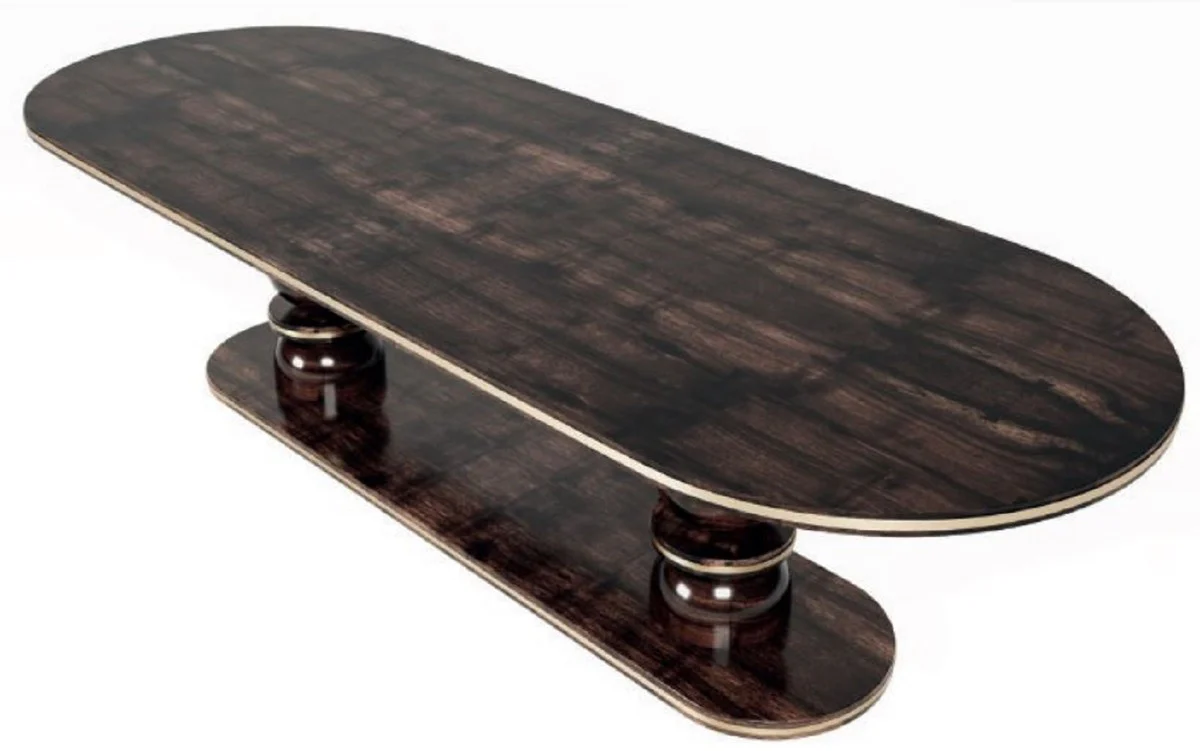 Casa Padrino mesa de comedor de lujo marr¨®n oscuro / lat¨®n 240 x 110 x A. 76 cm - Mesa de comedor ovalada de madera maciza - Muebles de comedor - Muebles de lujo