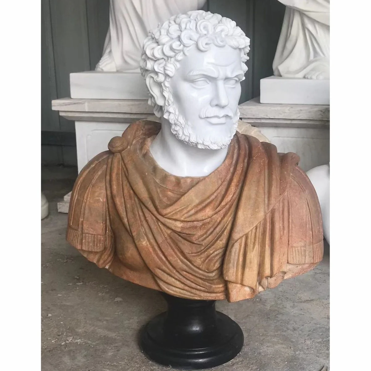 Casa Padrino busto de m¨¢rmol de estilo antiguo de lujo romano blanco / marr¨®n / negro A. 80 cm - Escultura de m¨¢rmol
