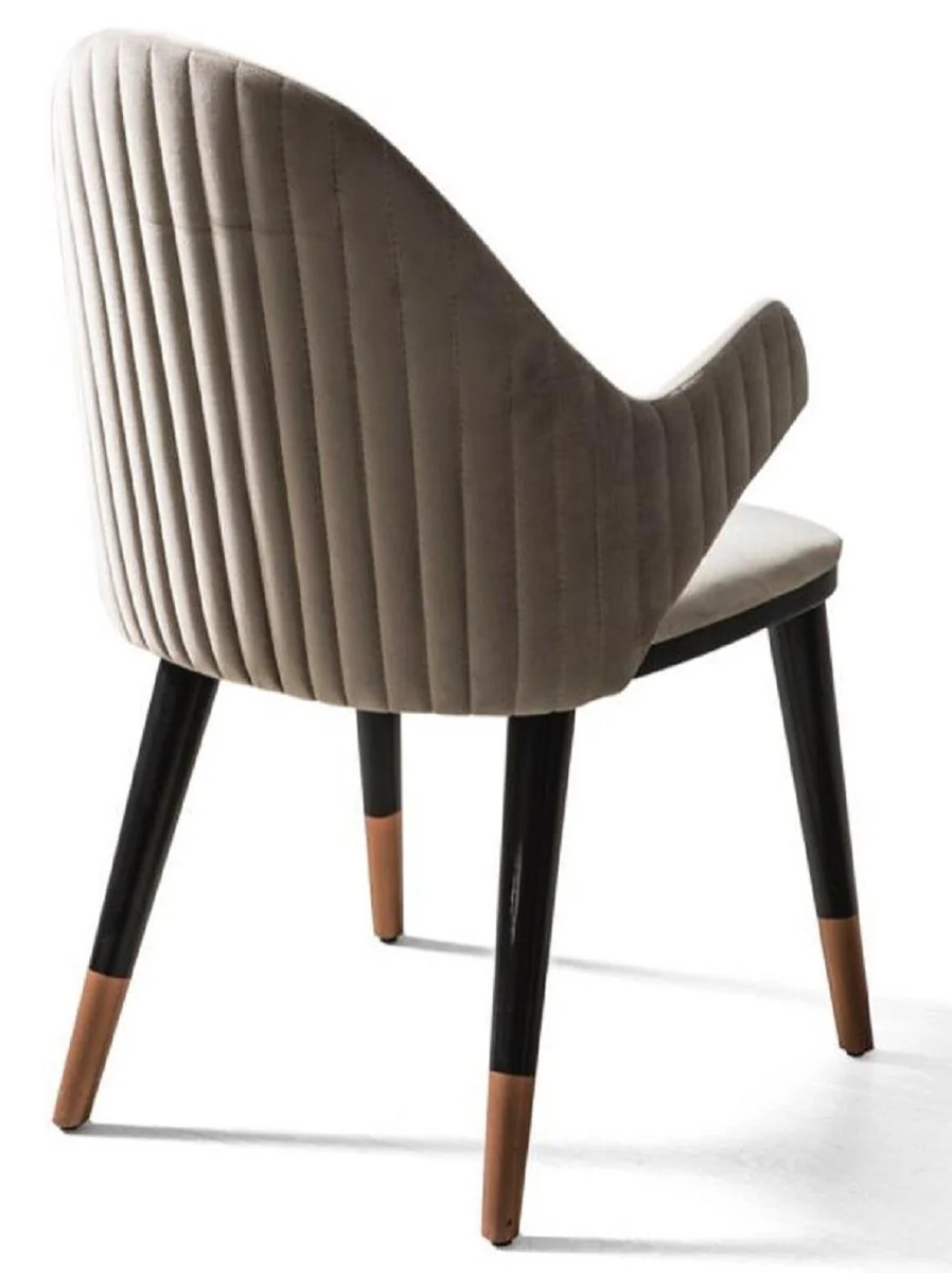 Casa Padrino conjunto de comedor de lujo gris / negro / cobre - 1 Mesa de Comedor de Lujo y 6 Sillas de Comedor de Lujo con Reposabrazos - Muebles de comedor - Muebles de lujo