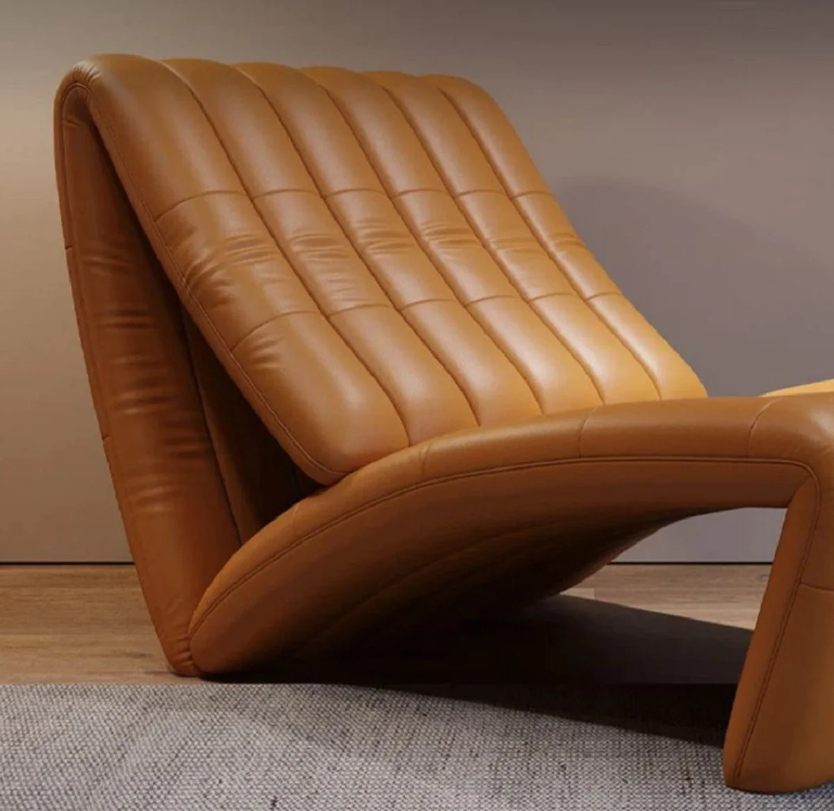 Casa Padrino Sill¨®n de Cuero de Dise?o de Lujo Marr¨®n 75 x 135 x A. 80 cm - Sill¨®n de Sal¨®n de Cuero Genuino - Muebles de Sal¨®n - Muebles de Hotel - Calidad de Lujo - Hecho en Italia