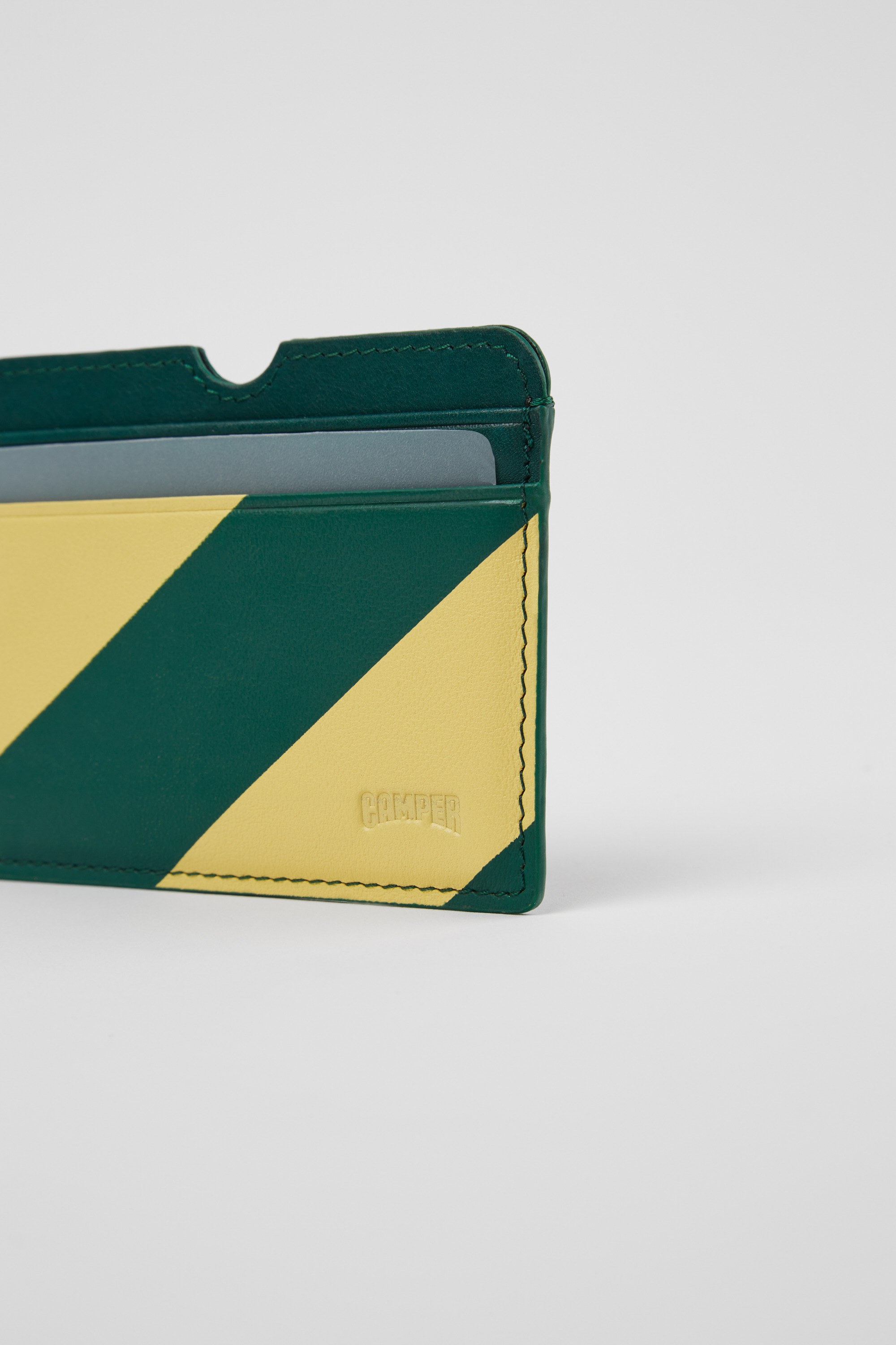 Mosa - Green and yellow leather card case