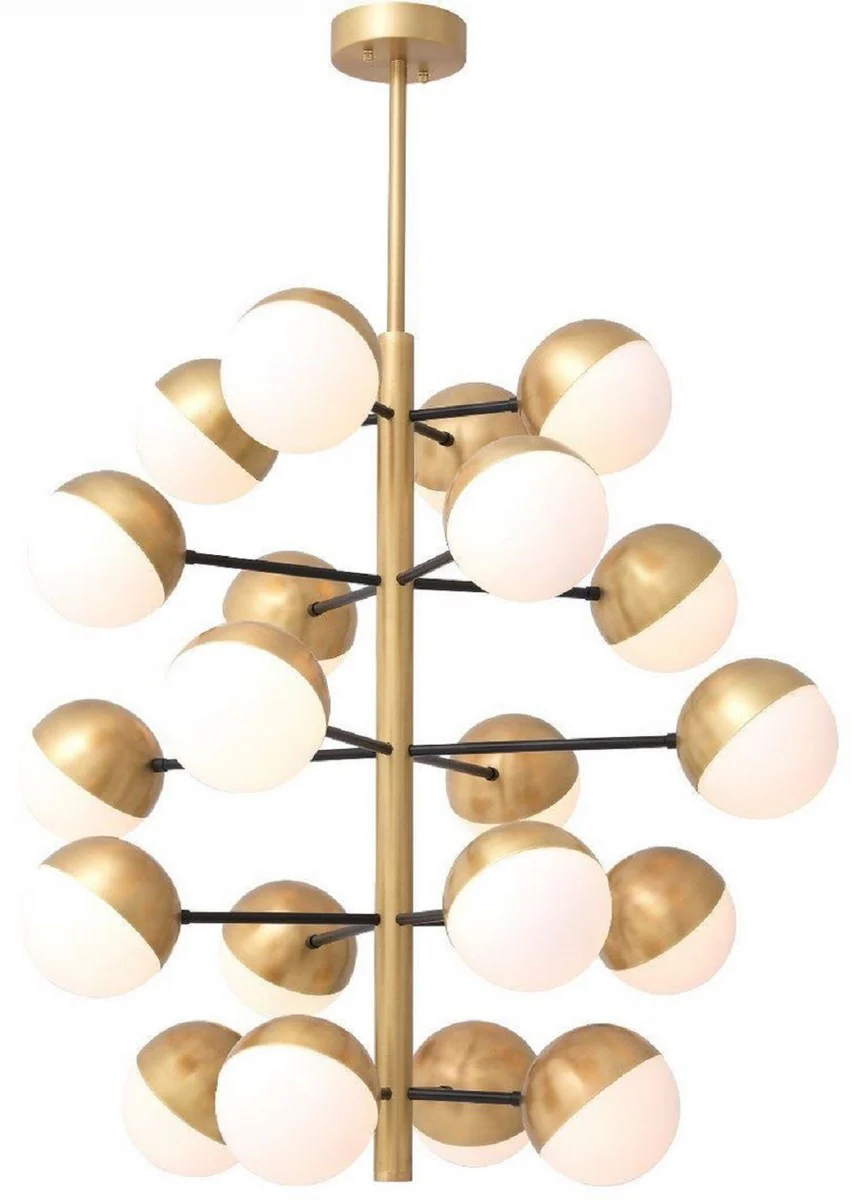 Casa Padrino lámpara de araña de lujo latón antiguo / blanco Ø 94 x A. 90 cm - Lámpara de araña de salón - Lámpara de araña de hotel - Calidad de Lujo