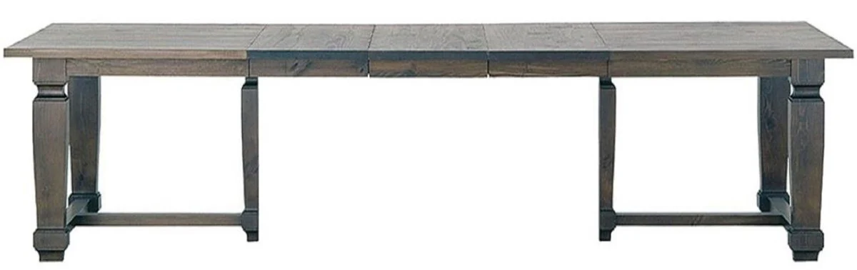 Casa Padrino mesa de comedor de lujo de estilo campestre natural / gris 200-350 x 120 x A. 77 cm - Mesa de cocina extensible de madera maciza hecha a mano - Muebles de madera maciza de estilo campestre