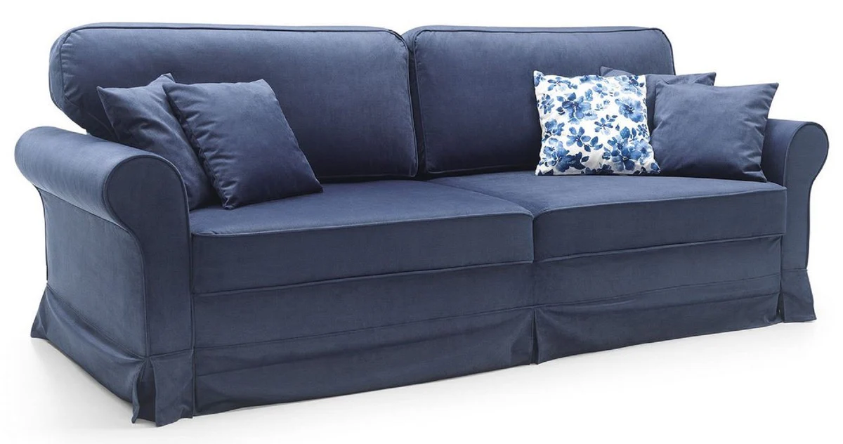 Casa Padrino sof¨¢ de lujo azul 239 x 110 x A. 90 cm - Sof¨¢ de sal¨®n con funci¨®n de dormir - Muebles de sal¨®n - Muebles de lujo - Interior de lujo