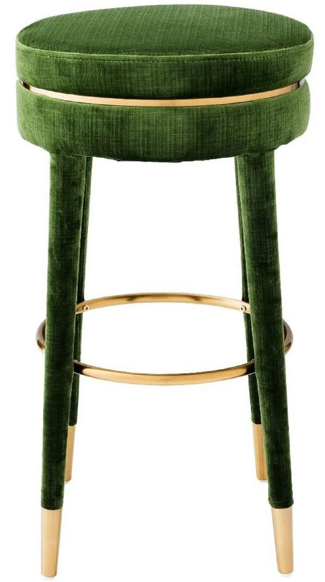 Casa Padrino taburete de bar de lujo verde / lat¨®n ? 41 x A. 78 cm - Taburete Redondo de Terciopelo - Muebles de Lujo