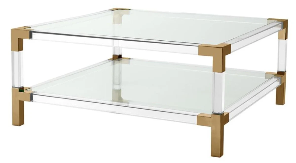 Casa Padrino luxury coffee table brass colors 100 x 100 x H. 45 cm - Living Room Furniture