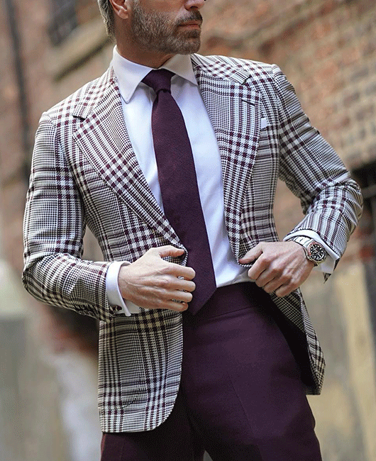 Business Plaid Notch Lapel Pocket Single Breasted Blazer