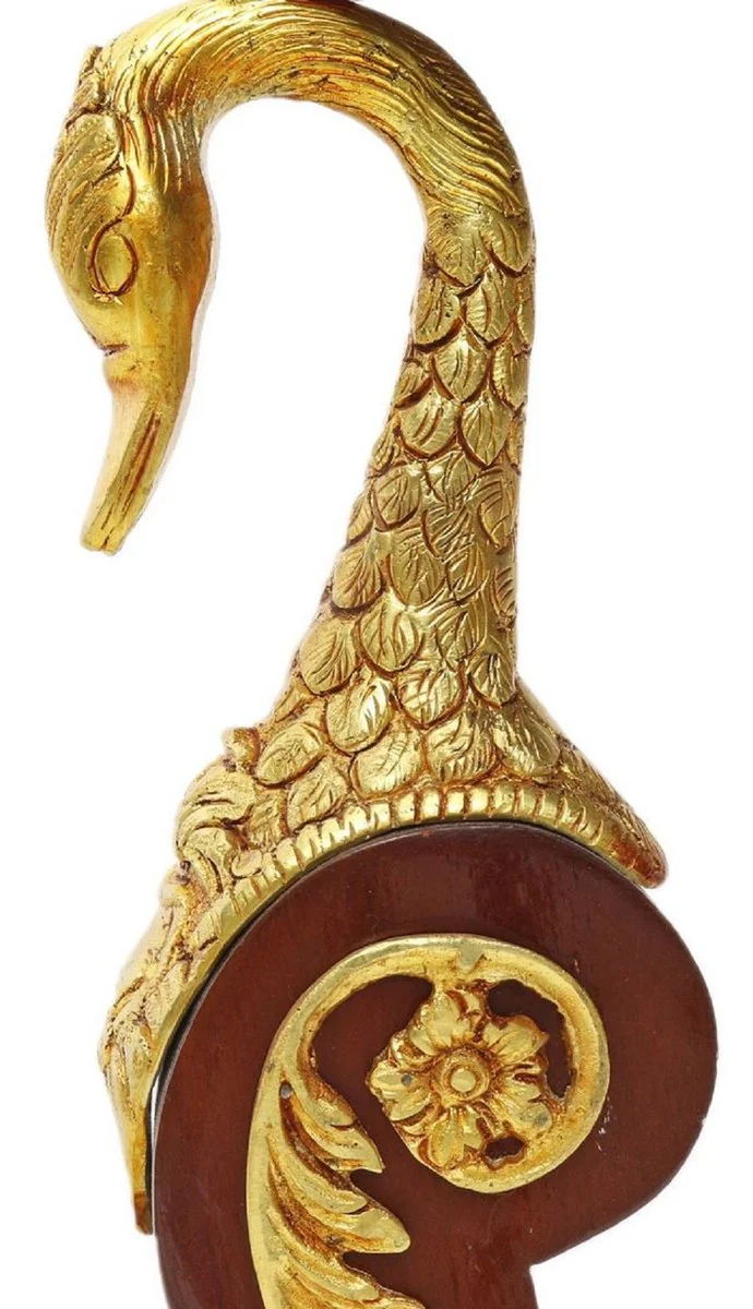 Casa Padrino mesa auxiliar barroco con placa de vidrio marr¨®n / oro ? 55 x H. 78 cm - Suntuosa Mesa Redonda Hecha a Mano y Pintada a Mano con Hermosos Ornamentaci¨®n