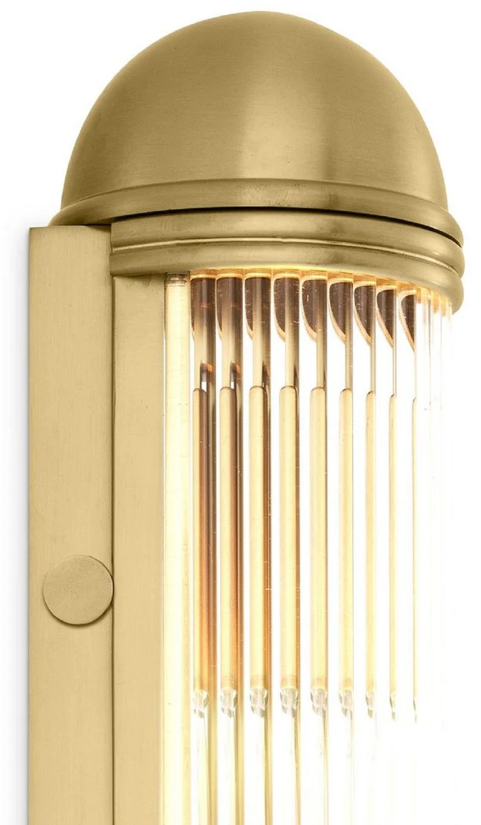 Casa Padrino lámpara de pared de lujo latón antiguo 7 x 7.5 x A. 40 cm - Elegante aplique de metal con pantalla de vidrio - Lámparas de Lujo