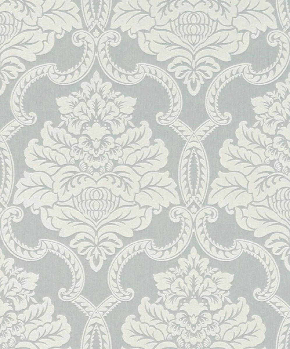 Casa Padrino papel pintado textil barroco plata gris / blanco 10,05 x 0,53 m - Papel Pintado Barroco - Accesorios Decorativos
