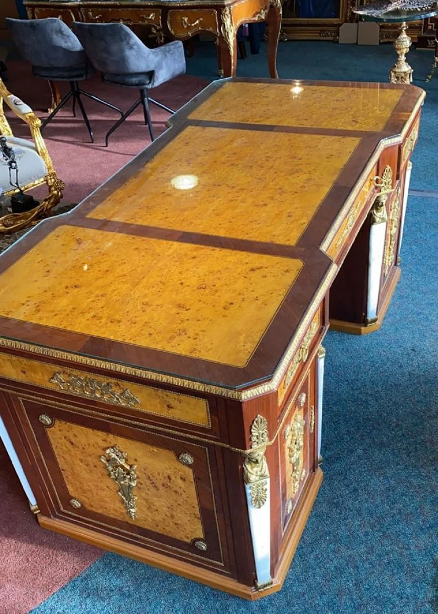 Casa Padrino escritorio barroco marr¨®n claro / marr¨®n / lat¨®n / blanco