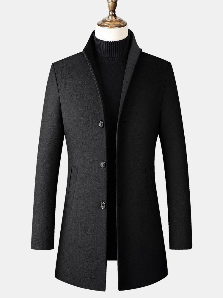 Funnel Neck Woolen Overcoat