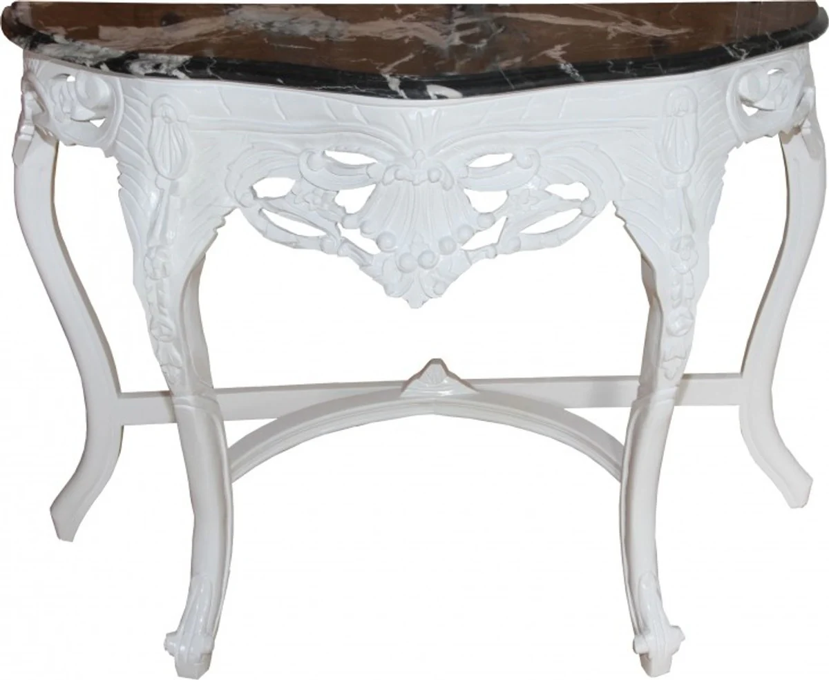 Casa Padrino Baroque console table White / Black with marble top Mod2 - Console