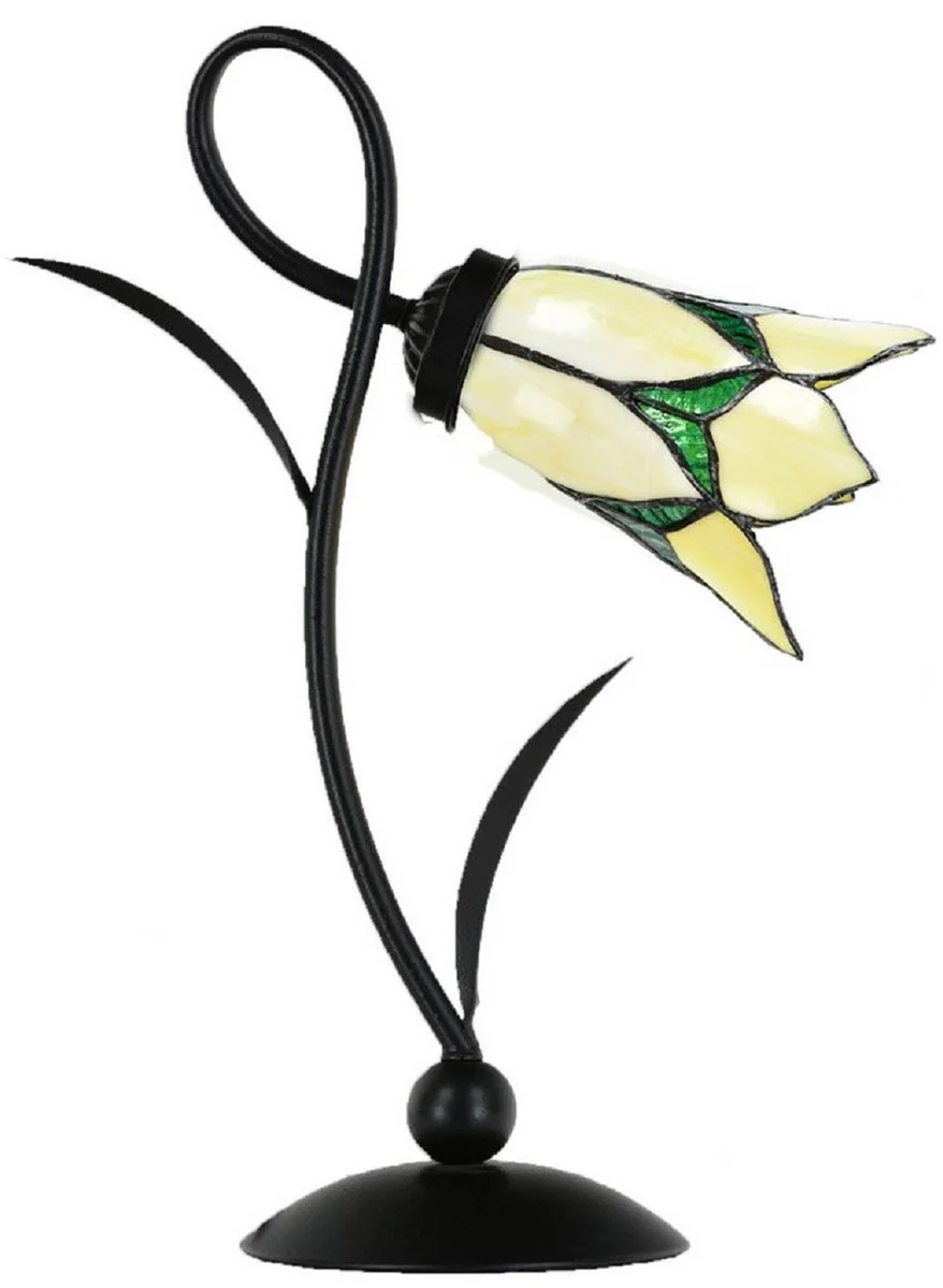 Casa Padrino L¨¢mpara de Mesa Tiffany Art Deco Negro / Amarillo / Verde A. 40 cm - L¨¢mparas Tiffany