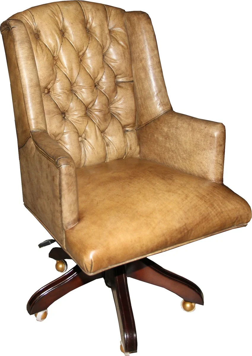 Casa Padrino luxury leather executive chair office chair light brown swivel desk chair - head office