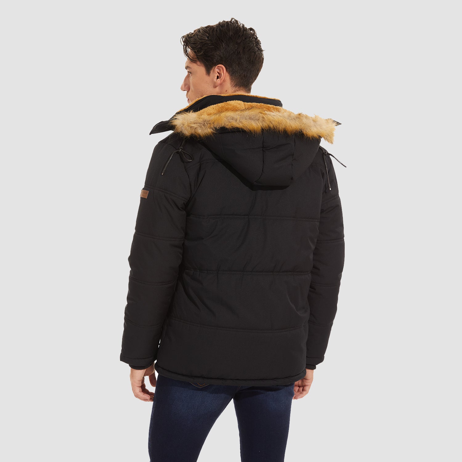 Men's Hooded Winter Coat Puffer Jacket Thicken Warm Fur Down Parka Jacket with Removable Hood