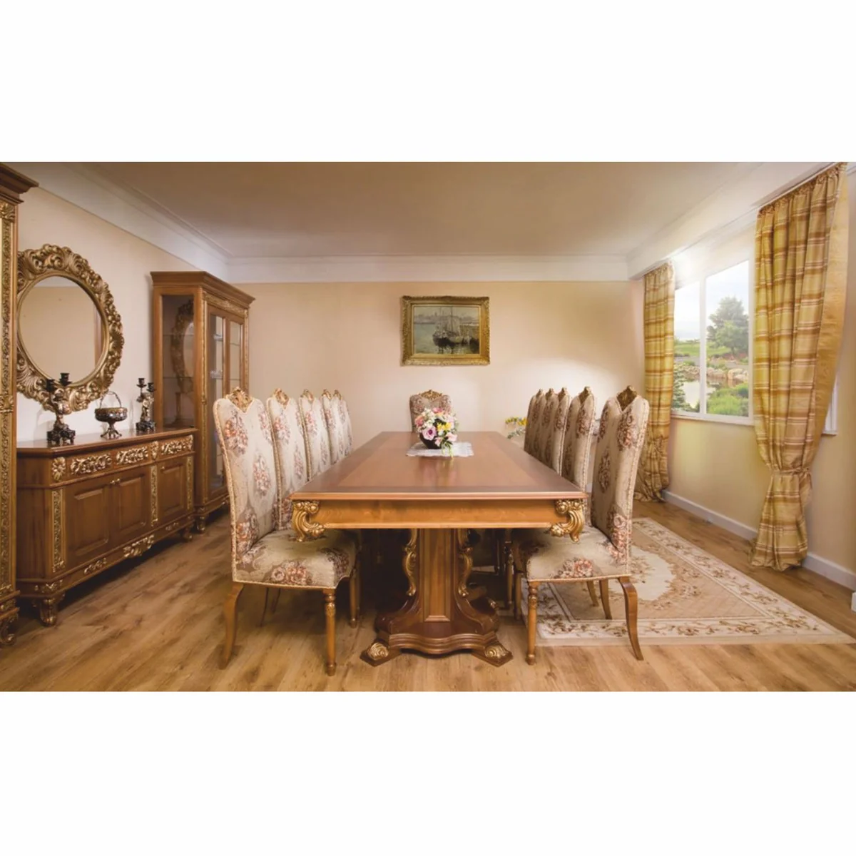 Casa Padrino mesa de comedor barroco de lujo marr¨®n / oro 310 cm - Muebles de comedor barrocos