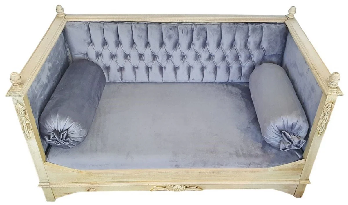 Casa Padrino cama de perro barroco gris / crema - Magnífica cama para perros de estilo antiguo - Muebles barrocos para mascotas - Muebles para perros hechos a mano en estilo barroco