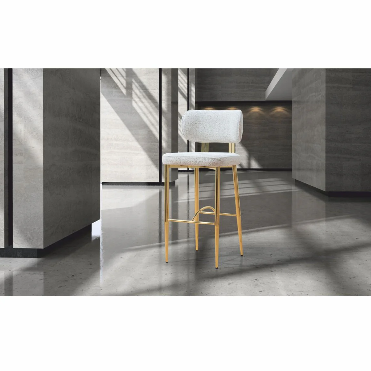 Casa Padrino conjunto de 6 sillas de bar de lujo blanco / oro A. 107 cm - Muebles de bar