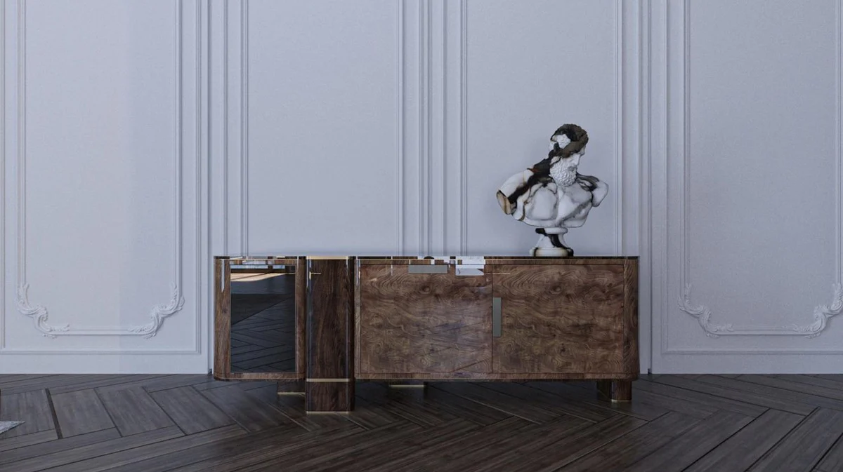 Casa Padrino aparador de lujo con 3 puertas marr¨®n / lat¨®n 230 cm