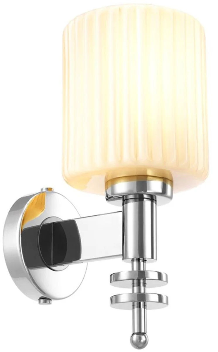 Casa Padrino aplique de pared plata / blanco vintage 13 x 18 x H. 28,5 cm - Lámpara de Pared Hotel & Restaurant con Pantalla de Cristal