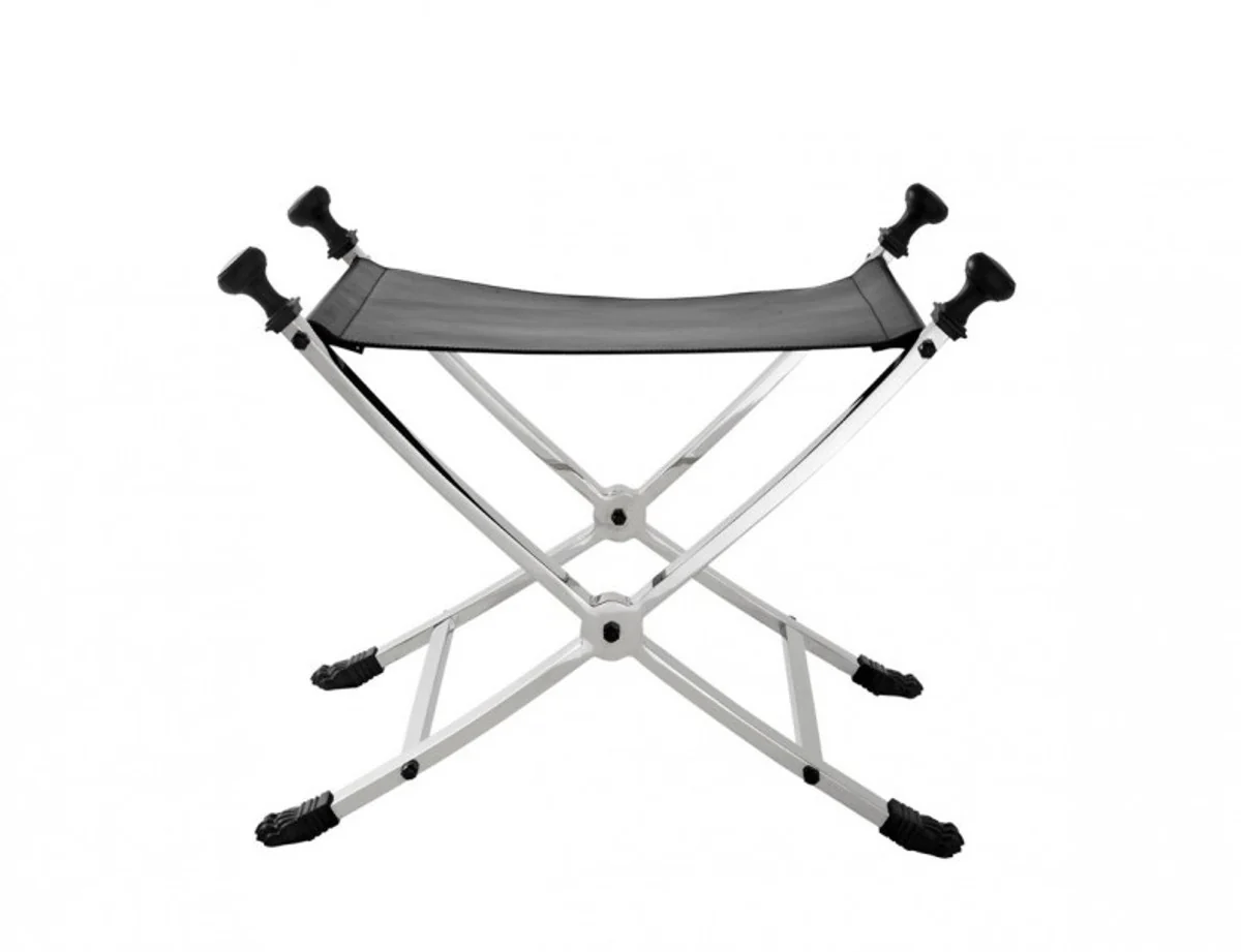 Taburete de lujo Casa Padrino con cuero negro de 61 x 46 x H. 48 cm - Edici¨®n Limitada