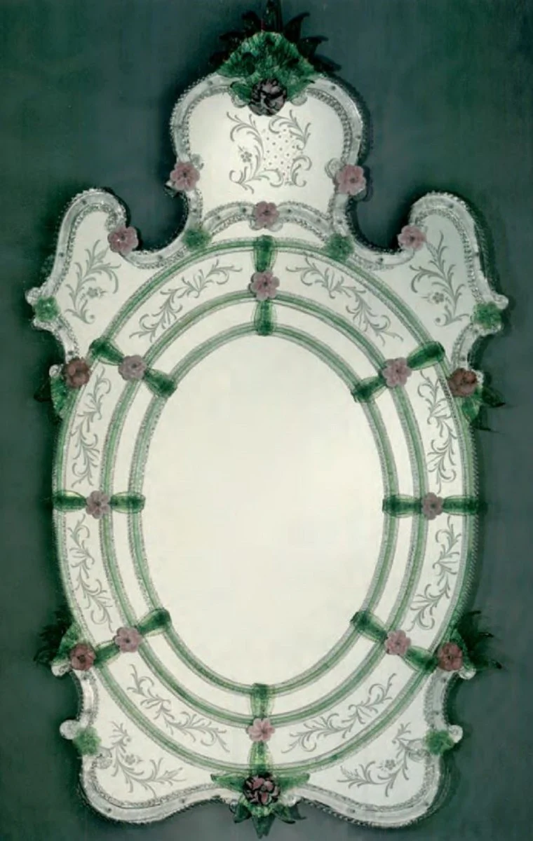 Casa Padrino espejo barroco de lujo verde / p¨²rpura - Magn¨ªfico espejo de pared de estilo veneciano - Muebles de castillo - Muebles barrocos - Muebles de lujo estilo barroco - Hecho en Italia