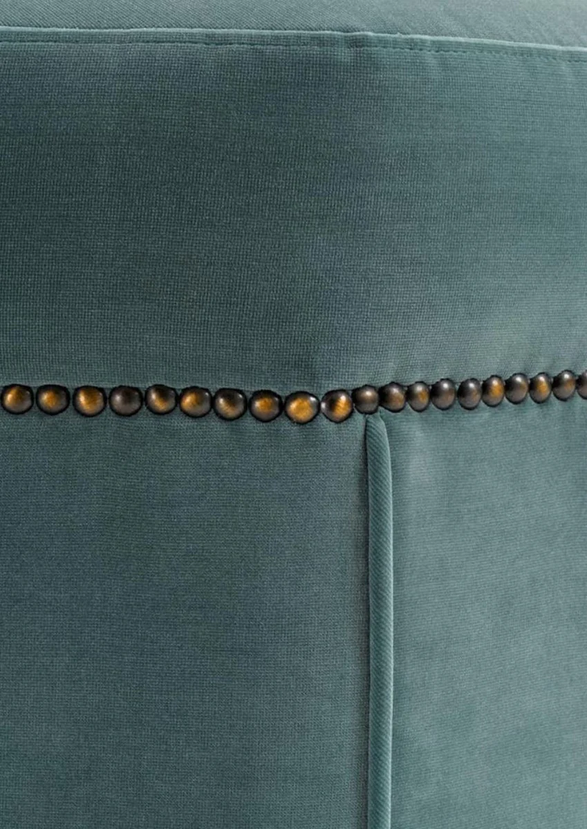 Casa Padrino taburete de lujo turquesa oscuro / lat¨®n antiguo 46 x 46 x H. 44 cm - Asiento Taburete de Lujo