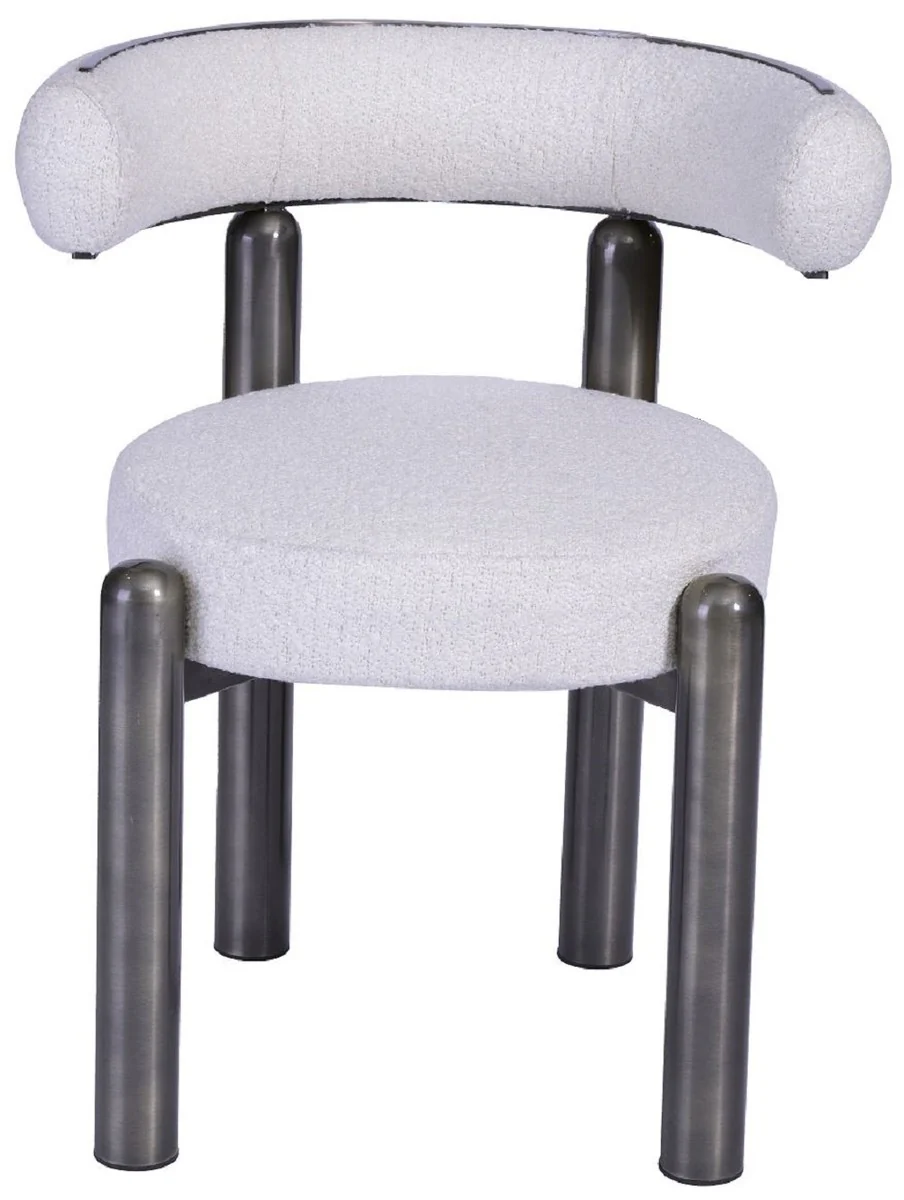 Casa Padrino silla de comedor de lujo con respaldo curvo blanco / gris - Muebles de comedor