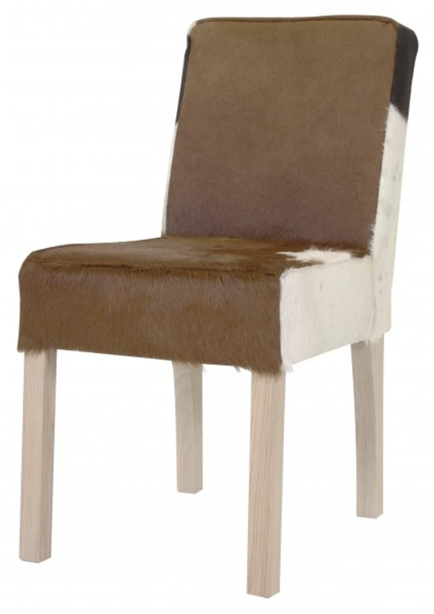 Casa Padrino designer eat room chair modef 35 Cowhide - Genuine Fur hotel furniture - beech wood