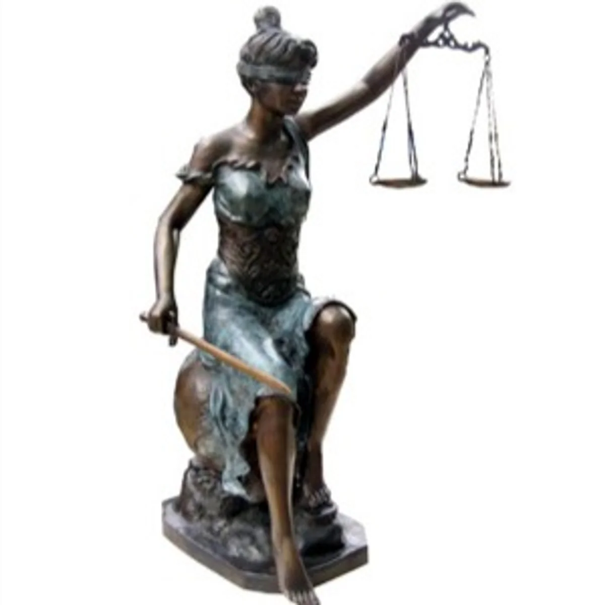 Casa Padrino luxury bronze figure of Lady Justice on Marble Base - Bronze Justitia figure bust attorney notary