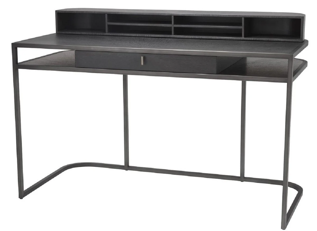 Casa Padrino escritorio de lujo con caj¨®n y estante extra¨ªble gris oscuro 130 x 60 x H. 75 cm - Muebles de Oficina