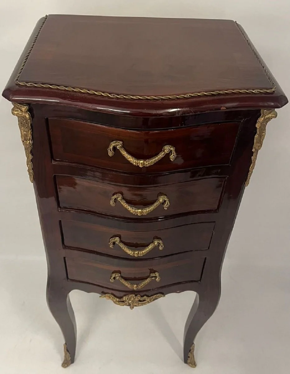 Casa Padrino cómoda barroco con 4 cajones marrón oscuro / latón - Cómoda de madera maciza hecha a mano en estilo barroco - Muebles barrocos hechos a mano - Noble y Magnífico