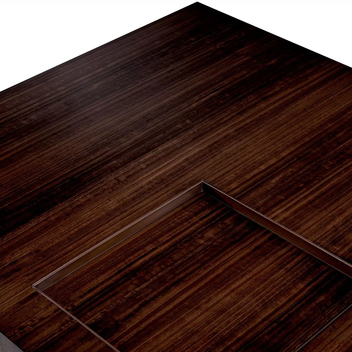 Casa Padrino mesa de centro de lujo marr¨®n oscuro alto brillo / bronce 110 x 110 x A. 31 cm - Mesa de sal¨®n cuadrada - Muebles de sal¨®n - Muebles de madera maciza - Muebles de lujo