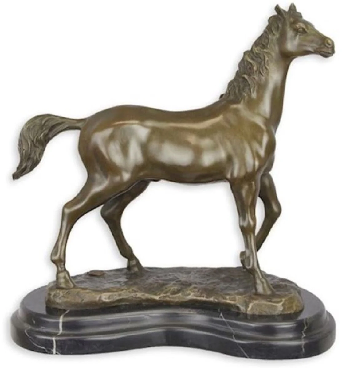 Casa Padrino escultura de bronce de lujo caballo bronce / negro 29,3 x 16,6 x A. 29,7 cm - Figura de bronce con base de mármol - Figura decorativa - Figura animal - Accesorios decorativos