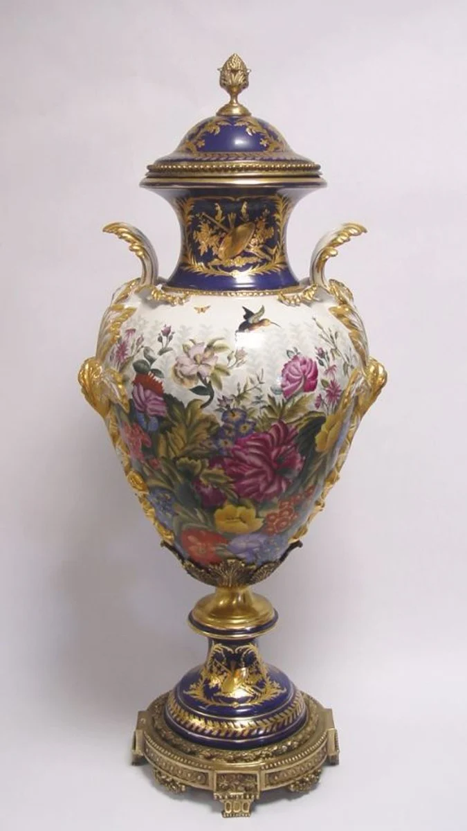 Casa Padrino luxury baroque porcelain vase with lid H. 93 cm - baroque decoration