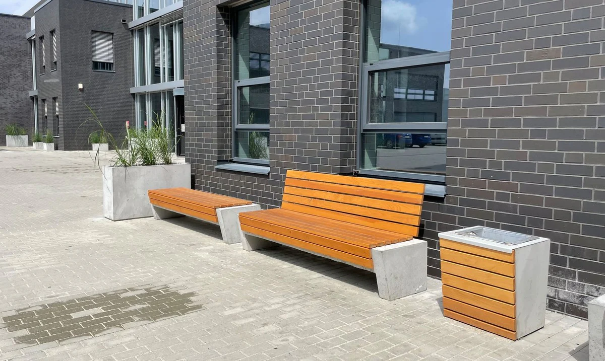 Casa Padrino papelera de parque natural / gris / plata A. 60 cm - Papelera urbana - Papelera de hormig¨®n