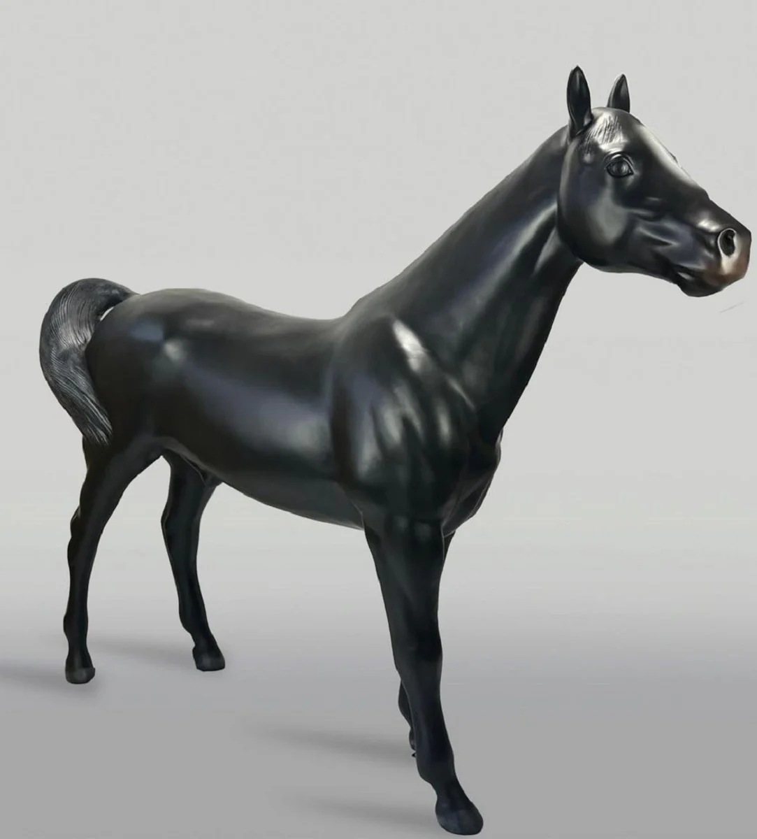 Casa Padrino escultura decorativa XXL caballo negro 245 cm - Figura de jard¨ªn de tama?o natural