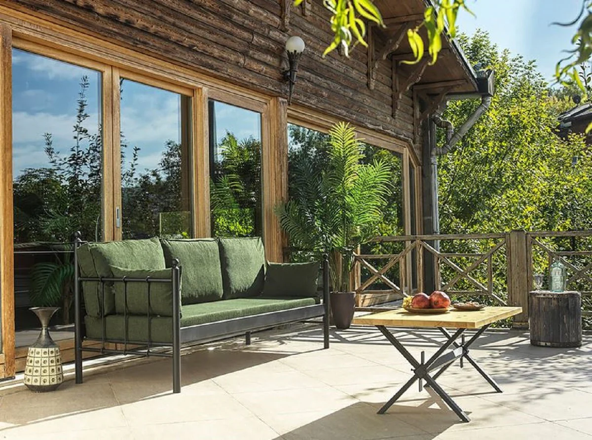 Casa Padrino sof¨¢ de jard¨ªn Art Nouveau negro / verde oscuro 200 x 70 x A. 92 cm - Sof¨¢ de Jard¨ªn - Sof¨¢ de Terraza - Muebles de Jard¨ªn y Terraza Art Nouveau