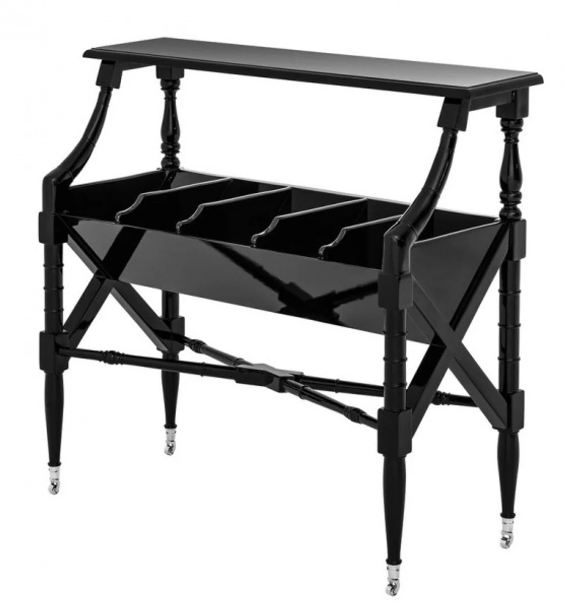 Casa Padrino luxury Newspaper and Magazine Trolley Solid wood glossy black piano lacquer - Luxury Hotel / firm means