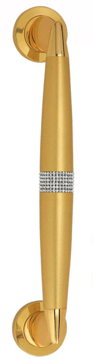 Casa Padrino conjunto de manija de puerta de lujo oro 5 x H. 31,7 cm - Manijas de Puerta Ocupado con Cristales de Swarovski