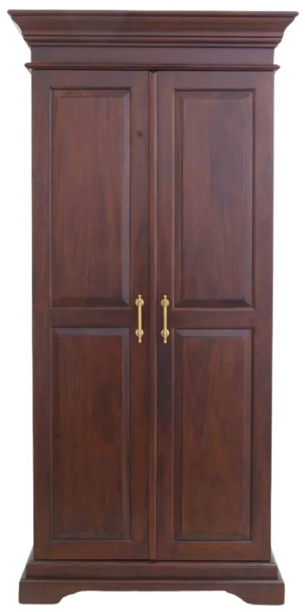 Casa Padrino gabinete de vino de estilo campestre de lujo con 2 puertas marr¨®n oscuro / lat¨®n 92 x 70 x A. 190 cm - Armario de bar de caoba - Muebles de bar de estilo campestre