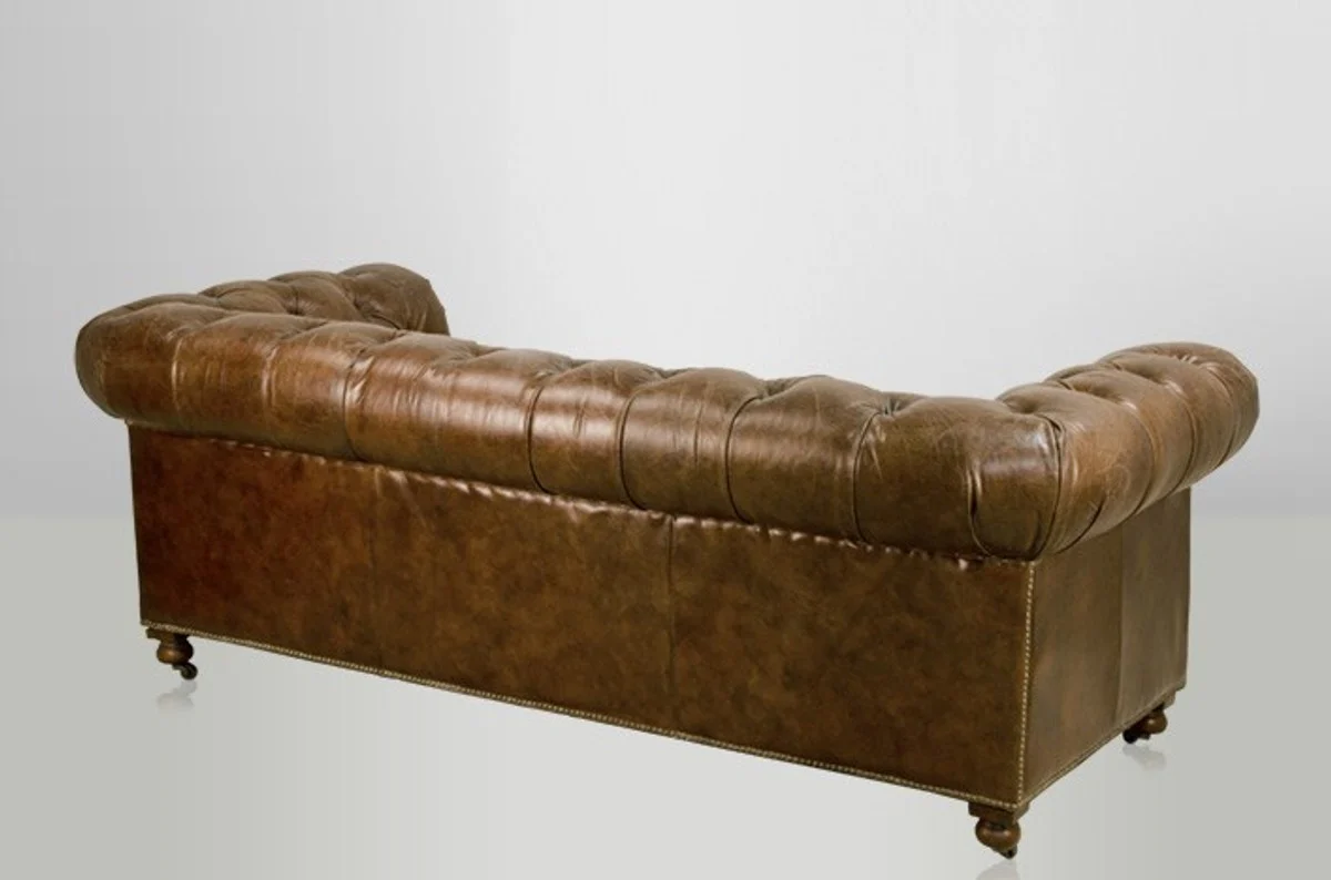Chesterfield Leather Sofa 2.5 Seater Luxury Vintage Leather Cigar Casa Padrino