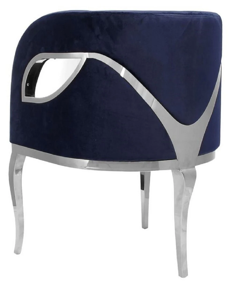 Casa Padrino sill¨®n de terciopelo de lujo azul / plata 78 x 55 x A. 59 cm - Sill¨®n de sal¨®n - Muebles de sal¨®n - Muebles de hotel - Muebles de lujo - Interiores de sal¨®n - Interiores de lujo