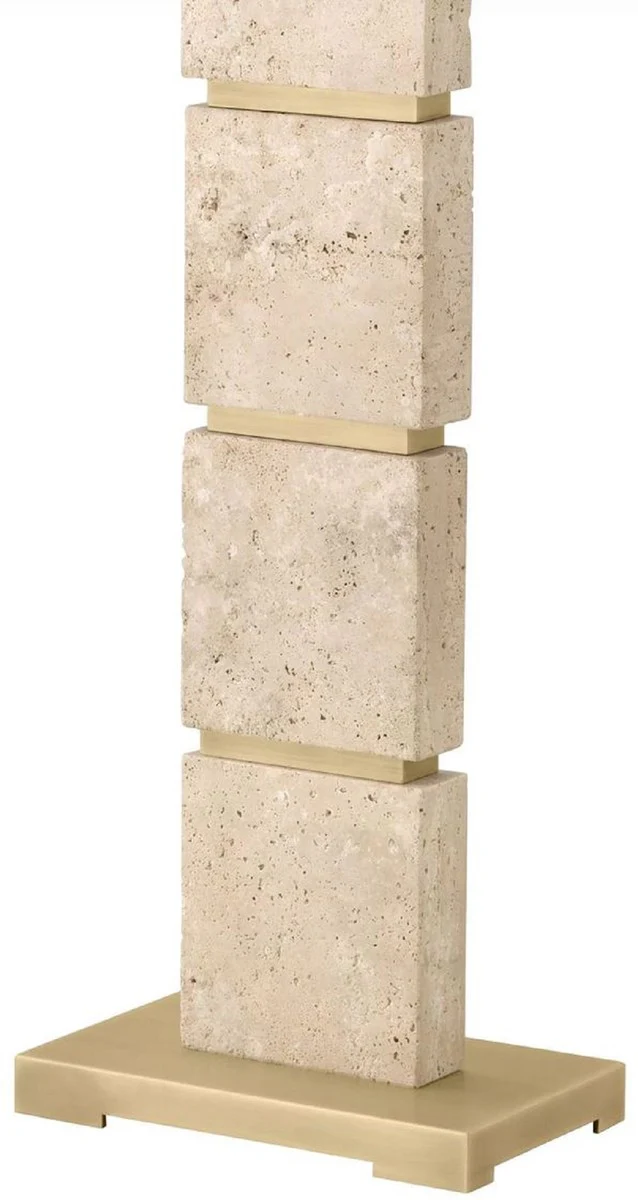 Casa Padrino lámpara de pie de lujo beige / latón antiguo 55 x 30 x A. 145,5 cm - Lámpara de pie de travertino con pantalla rectangular - Lámparas de pie de lujo - Calidad de lujo