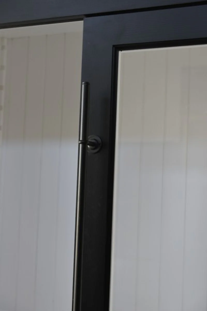 Casa Padrino luxury wardrobe B 226 x H 220 cm haute couture bedroom closet with sliding glass door Black / White - Art Deco Art Nouveau hotel furniture